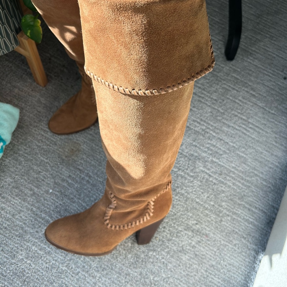 Brown Suede Knee-High Boots - Picture 3 of 6
